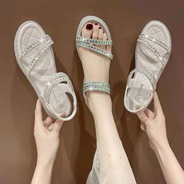 Ladies Rhinestones Flip Sandals Women Crystal Flop Narrow Flat Summer Fashion Bling Shoes Female Footwe 456