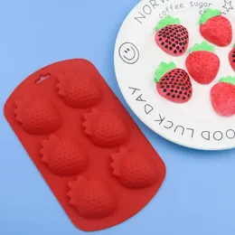 Baking Moulds 6-even Strawberry Silicone Cake Mould Creative Chocolate DIY Soap Mould 1145