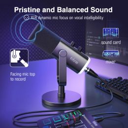 FIFINE USB/XLR Dynamic Microphone with RGB Control/Headphone jack/Mute,MIC for PC Gaming Recording Streaming AmpliGame-AM8