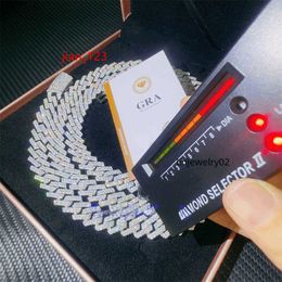 designer chain jewelry necklace chains for men chain 10-14mm moissanite bracelet men silver cuban link chain pass diamond tester GRA VVS moissanite cuban necklace