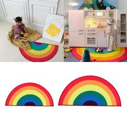 Carpets Half Round Antislip Carpet Rainbow Children Bedroom Rug Living Room Mat For Bedroom Room Door3985123