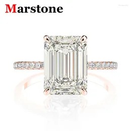 Cluster Rings Full Moissanite Diamond D Color VVS Women's Emerald 925 Plated 18K Gold Fine Jewelry Wedding Engagement Ring For Women