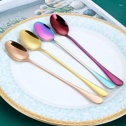 Coffee Scoops 6pcs Stainless Steel Spoon Cafe Colher Small Mini Spoons Set Gold Long Stirrer Scoop Stirring Stirrers Sticks Acessories