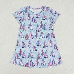 Clothing Sets Girl Cute Dress Short Sleeve Summer Girls Sailboat Dresses Kids Floral Children Boutique Kid Clothes
