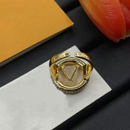 gold ring Letter Ring rings for women designer Ring Designer Fashion Titanium Steel Engraved Letter Pattern ring sizer Engagement Ring Opening Cluster Rings