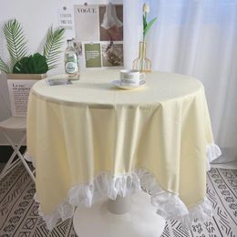 Table Cloth Fabric Dining Tablecloth Student Desk Lace Solid Color Coffee Decoration