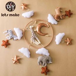 Mobiles# Baby Rattle Toy 0-12 Months Wooden Mobile On The Bed Newborn Music Box Bed Bell Animal Hanging Toys Holder Bracket Infant Crib Q240525