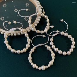 Charm Bracelets Fashion Natural Freshwater Pearl Friendship For Women Big Potato Baroque Strand Wrap White Rope Chain