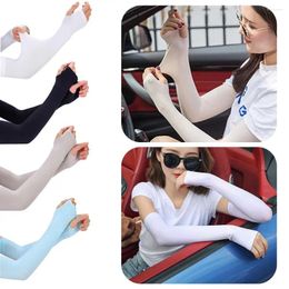 Bandanas Silk Arm Sleeves Cover With Anti-skid Gloves Cool Driving Summer Anti-Sunburn Muff Elastic Sleeve V2E4