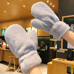 Thicken Plush Children Gloves Women Winter Warm Thicken Full Finger Fluffy Gloves Outdoor Mittens Hand Warmer Christmas Gifts