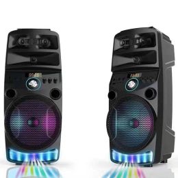 2000W High-power Bluetooth Speaker Portable Outdoor LED Trolley Case FM Radio Home Audio System Wired Microphone Homes Karaoke