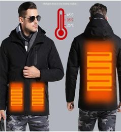 Electric Heated Parka Men Windbreak Plus Velvet Thick Warm Windproof Fur Coats USB Electric Male Military Hooded Anorak Jackets 216378356