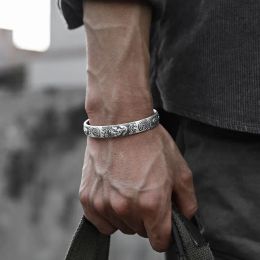 New Premium Silver Colour Pixiu Bangles for Men Ethnic Style Vintage Simple and Domineering Opening Jewellery