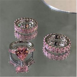 Fine Finger Ring sets AAAAA Zircon 925 sterling silver Party Party Wedding band Rings for Women Promise Engagement Jewellery Nrdoq