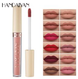 Handaiyan Lip Gloss Matte Liquid Lipstick Foggy Velvet Lipgloss 12 Colour Waterproof Nonstick Cup Long Last Lips Makeup3668292