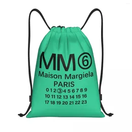 Storage Bags Custom Mm6 Margielas Letters Print Drawstring Backpack Women Men Sport Gym Sackpack Portable Training Bag Sack