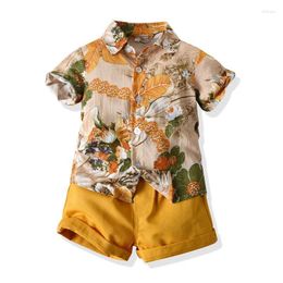 Clothing Sets Baby Boys Floral Shirt Summer Multi Color Design T-shirt ShortsTwo-piece Kids Clothes Children's Party Gentleman Suirts