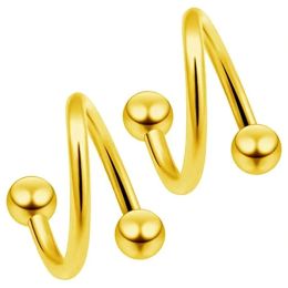 1Pair Surgical Steel Spiral Twisted Lip Ring Nose Rings 16 Gauge Ear Cartilage Helix Piercing Body Accessories Jewellery