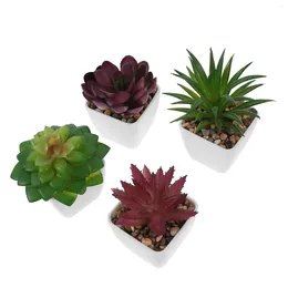 Decorative Flowers 4 Pcs Faux Plants Succulents Artificial Potted Decor Bulk Mini Plastic Small For Home Indoor