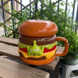 Mugs Cartoon Anime Three Eyed Hamburger Mug Coffee Cup Ceramic