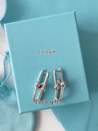 Fashion Brand S925 Pure Silver Rose Gold Chain Small Earrings Couple Ni Same Versatile for Women