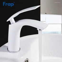 Bathroom Sink Faucets Frap Basin Faucet Water Taps Brass Solid White Cold And Single Handle Tap Mixer