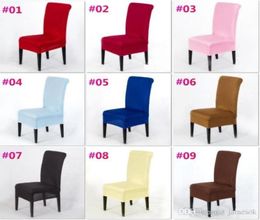 20 Solid Colours Polyester Spandex Dining Chair Covers For Wedding Party Chair Cover Brown Dining Chair Seat Covers c1758628470