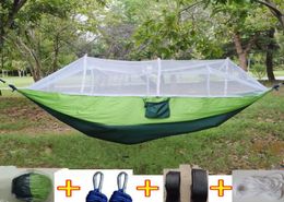 12 Colors 260140cm Portable Hammock With Mosquito Net Singleperson Hammock Hanging Bed Outdoor Gadgets SEA CCA6841 30pc2003774