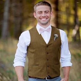 Men's Vests Linen Vest Single Breasted Wedding Groom Summer Beach Outfit Male Clothes Suits Work Wear For Men Steam Punk Gilet
