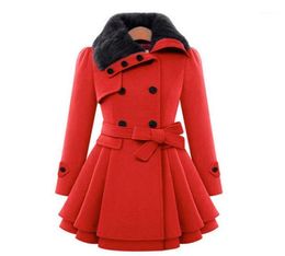 Women039s Wool Blends Winter Warm Coat Women Elegant Belt With Fur Collar Long Outwear Jacket Female Designer Plus Size Cltot5650184