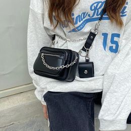 Shoulder Bags Women Mini Black Crossbody Bag PU Leather Chain Designer Messenger Casual Sport Handbags Female Travel Purses