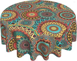 Table Cloth Round Tablecloth 60 Inch - Ethnic Mandala Fabric For Home And Outdoor Use