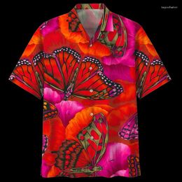 Men's Casual Shirts Multi Color Butterfly Hawaiian Shirt For Men Women Summer Street 3d Printed Animal Lapel Short Sleeves Tops Button