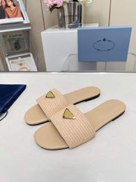 Summer Walk Designer Womens Monolith Slippers Pink White Sandals Beach Fun Trendy Flats Sliders Italy Delicate Rubber Gold Nylon Weaving Slides Banquet Slipper Box