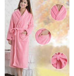 WholeWomen Men Bathrobe Winter Robe Loose Long Sleeves Coral Fleece Bathrobes Spa Shawl Unisex Pajama Nightdress Sleep Dress2506061