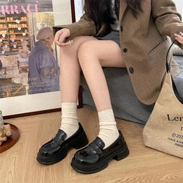 Dress Shoes Women's Platform Loafers Black Leather Ladies 2024 Slip-on Increase Casual For Women Comfortable Work Zapatos