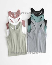 Custom Racerback Yoga Tank Tops Women Fitness Sleeveless Cami Top Sports Shirt Slim Ribbed Running Gym Shirts Built In Bra 223115811