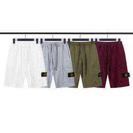 Workwear Guards Loose Solid Colour Multi Pocket Short Shorts Elastic Waist Island Summer 820 Stone