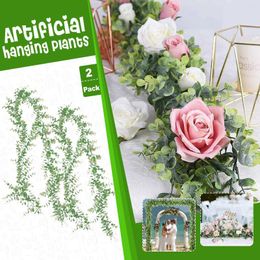Decorative Flowers Decor Arch For Garland Eucalyptu Pack 2 Wedding Artificial Wall Home Live Wreaths Christmas
