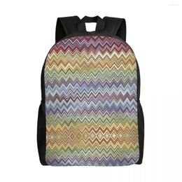 Backpack Boho Chic Modern Zigzag Laptop Men Women Fashion Bookbag For School College Student Geometric Multicolor Bags