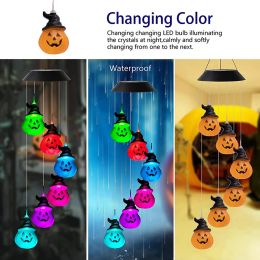 Solar LED Hallowen String Light Terror Skull And Pumpkin Colorful Wind Chime Lamp Outdoor Waterproof Solar Light For Hallowen