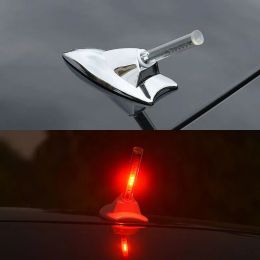 Car Solar Warning Light Radio Antenna Signal Light Universal Car Roof Shark Fin Antenna Colorful Deco LED Alarm Light Auto Parts