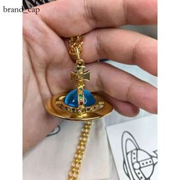 Designer Gioielli di lusso Viviane Westwood Necklace Satellite Viviane Empress Dowager Western Great Stereo Saturno Orb20mm Crystal Necklace Sudore femmina 144