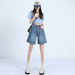 Women's Jeans 2024 Women Summer Loose Thin Straight Short Pants Female Casual Denim Shorts Ladies High Waist Wide-leg Jean H191