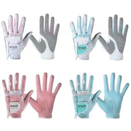 Sports Gloves PGM Womens Golf Gloves Left Hand Right Hand Sport High Quality Nanometer Cloth Golf Gloves Breathable Palm Protection Q240525