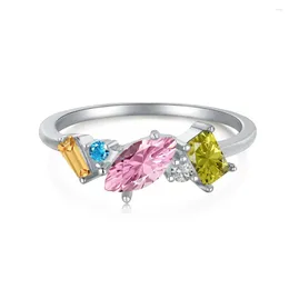 Cluster Rings Karloch S925 Sterling Silver Lightweight Ring For Female Minors Light Luxury Micro Set Colourful Irregular Zircon