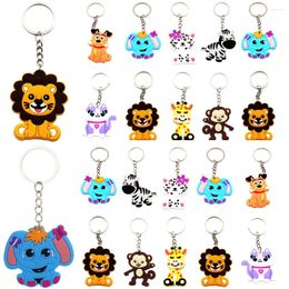 Party Favour Jungle Safari Animal Keychains Pendant For Kids Birthday Favours Zoo Theme Bag Filler Baby Shower
