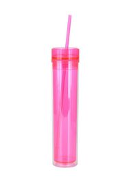 Amazon 16oz Skinny Acrylic Tumbler with Lid and Straw 480ml sippy cup Double Wall Clear Plastic Cup BPA 16oz straight Drinkin2134127