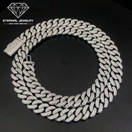 Real Iced Out 22Inches S Sterling Sier 10K 14K Gold D Vvs Moissanite Diamond Cuban Link Chain Hiphop Necklace