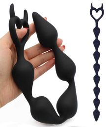 Massage 36cm Long Anal Beads Butt Plug Sex Shop Silicone Anal Stimulator Balls Prostate Massager Buttplug Sex Toys for Adults Wome9528884